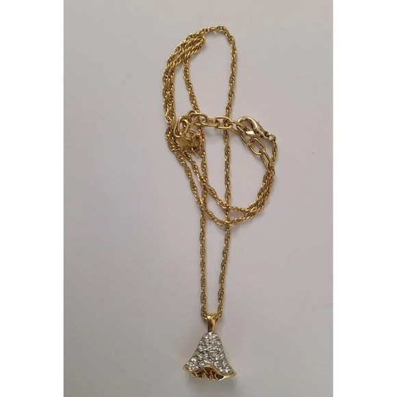 Nina Ricci Vintage Gold Plated Dress Necklace With Approx 25 Rhinestones - Picture 2 of 7